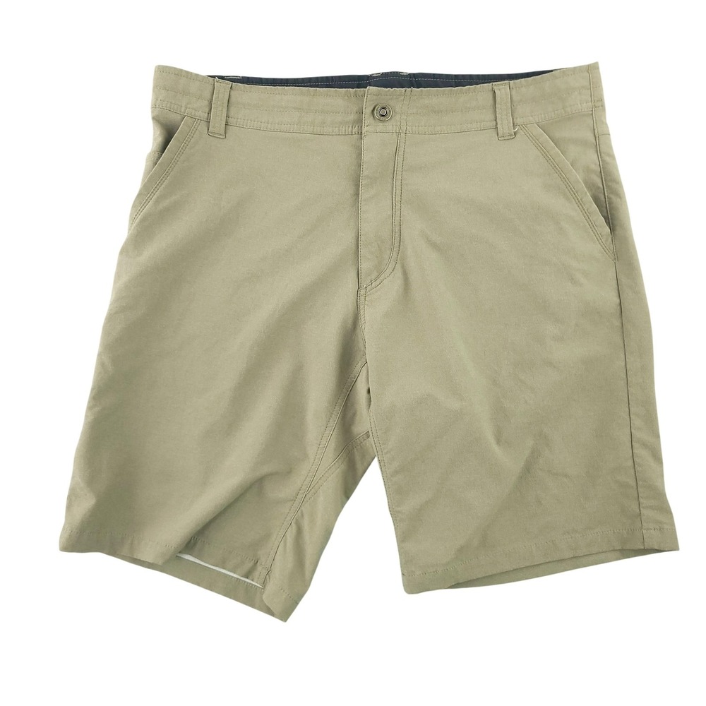 Kuhl Amphibia Shorts Mens 36 Beige Stretch Hiking Adjustable Waist Performance